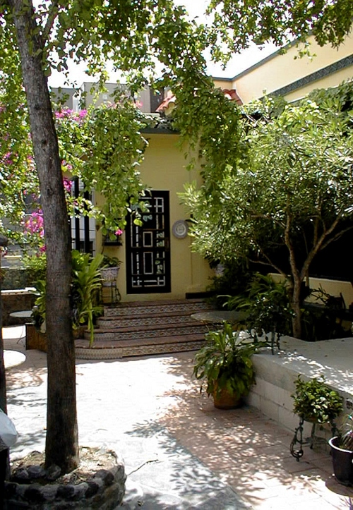 A polished granite mosaic floor